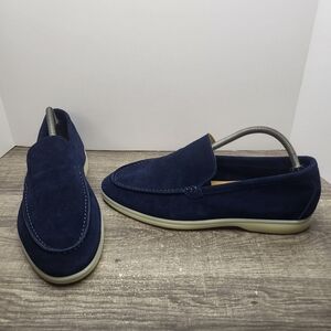 Loro Piana Summer Walk Men's H 18068 Blue Suede Loafers Size US 10 UK 9 EU 44